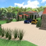 plan 3D jardin allée
