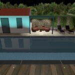 plan 3D jardin piscine nuit