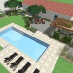 plan 3D jardin piscine